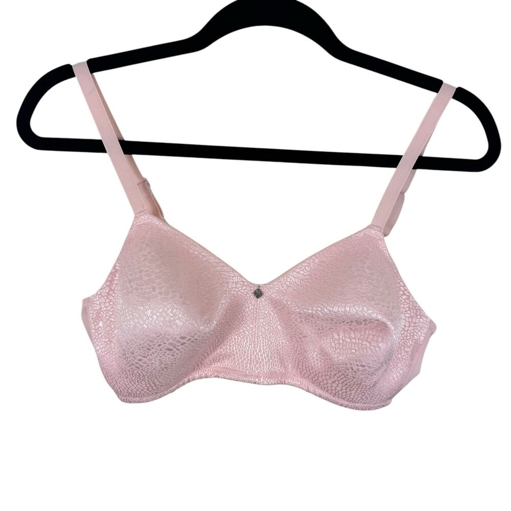 Breezies Feather Light Jacquard Wireless Pink Bra Lightly Lined Size 36B